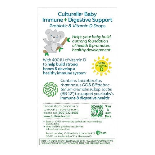 Culturelle Baby Probiotic Drops + Vitamin D, Immune & Digestive Health Support for Babies, Infants & Newborns 0-12 Months, 30 Day Supply, Gluten Free & Non-GMO, 9ml - Baby Immune + Digestive Support Probiotic Drops thumbnail 2