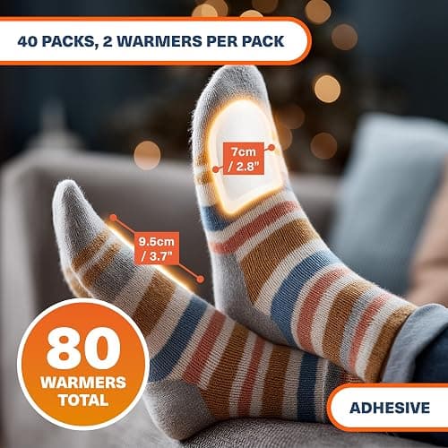 Bramble 80 Adhesive Toe Warmers for Feet (40 Pairs) | Long-Lasting Foot Warmers with Up to 10 Hours of Heat | Heat Pack Disposable Feet Warmers, Foot Warmer for Cold Weather & Outdoor Activities thumbnail 3