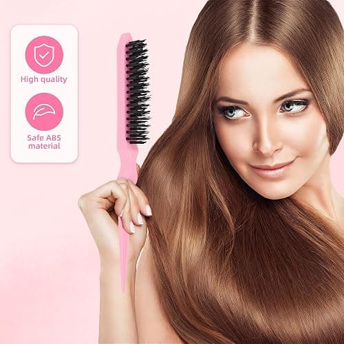 6pcs Hair Styling Comb Set with Continuous Spray Bottle 200ml, Rat Tail Comb Edge Control Hair Brush for Back Brushing, Combing, Braiding, Slicking for Women(pink) thumbnail 4