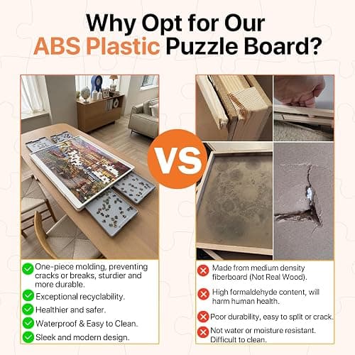 WELGEE 1500 Pieces 2-in-1 Tilting & Rotating Puzzle Board with Drawers and Cover, 35"x27" Portable Spinning Plastic Jigsaw Puzzle Table for Adults, Upgraded Lazy Susan thumbnail 5