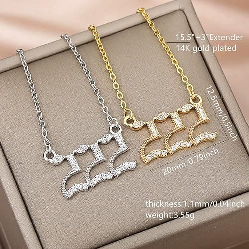 Nayaboo 14k Gold Angel Number Necklace, Dainty Pendants Necklace for Women, 111 222 333 444 555 666 777 888 999 Personalized Number Chain thumbnail 5