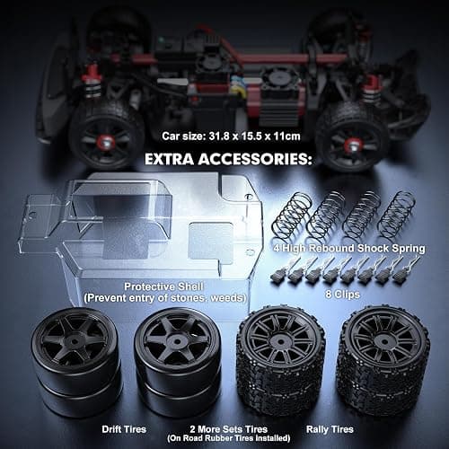 HYPER GO 14301 V3 1/14 RTR Brushless RC Drift Car with Gyro, Max 38 mph Fast RC Cars for Adults, 4WD All-Road Street Bash RC Truck, Electric Powered High Speed Drifting for Adult thumbnail 6