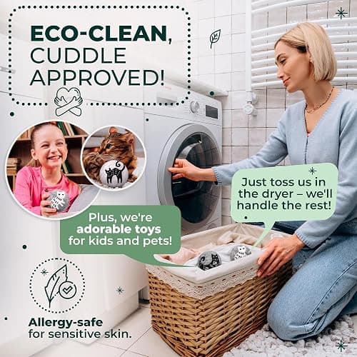 No More Dryer Sheets! XL Wool Dryer Balls 6-Pack, Reusable Laundry Softener & Static Reducer, Eco-Friendly, Long-Lasting, Safe for Sensitive Skin thumbnail 4
