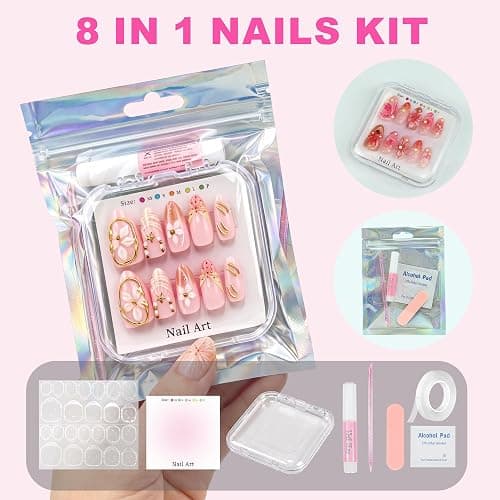 ESUOHYM 14 Sets Press On Packaging Nails Acrylic Nail Storage Display box | Disposable Nail Supplies with Clear Storage Cases, Holographic Bags, Glues, Cards, Tab, File, Stick, Prep Pads for Nail Salon thumbnail 3