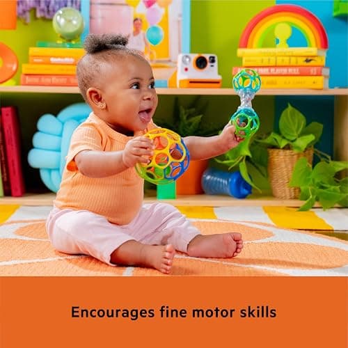 Bright Starts Easy-Grasp Oball Bundle Gift Set - Grasp The Day, Ball and Rattle Toys 2-Pack, BPA Free, Unisex, Newborn+ thumbnail 4
