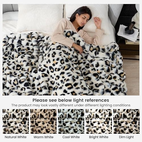 Cozy Bliss Leopard Print Faux Fur Throw Blanket for Couch, Fuzzy Soft Plush Thick Bubble Cheetah Blanket for Sofa Bedroom Living Room, 50x60 Inches thumbnail 9
