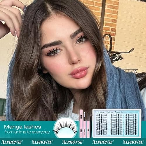 Fairy Lash Clusters Kit Manga Eyelash Clusters Wispy DIY Lash Extension Kit Anime Cluster Lashes 10-16mm Cluster Eyelash Extensions C-Curly Individual Lashes Kit with Bond & Seal, Tweezers by ALPHONSE thumbnail 7