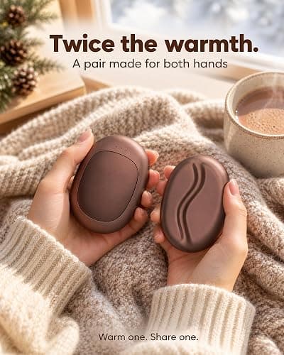 Rechargeable Hand Warmers, Electric Hand Warmers 5200mAh (2-Pack), 3 Heat Settings, Up to 18 Hours of Use, Ideal for Raynaud's Patients thumbnail 2
