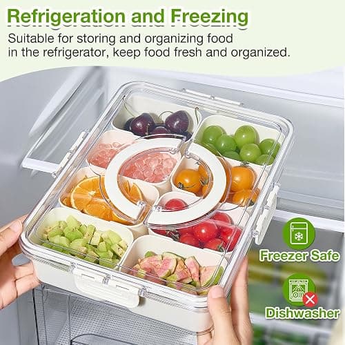 Mfacoy Snackle Box Container, 2 Pack Divided Serving Tray with Lid and Handle, Snack Box Charcuterie Container for Portable Snack Platters, Clear Organizer for Candy, Fruits, Travel, Party, Picnic thumbnail 5