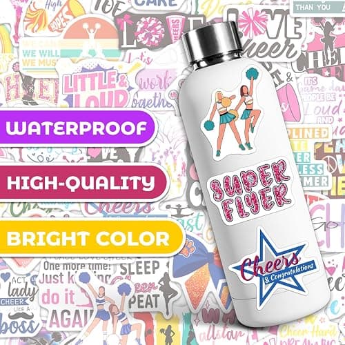 MonEnfance 200PCS Cheer Stickers, Vinyl Cheerleading Stickers for Laptop Cheer Stuff Water Bottles Pink Cheerleaders Gifts for Girls Cheer Lover Team School Teens thumbnail 3