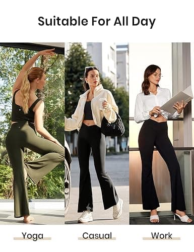 CRZ YOGA Butterluxe Crossover Flare Leggings for Women 29'' / 31'' / 33" - High Waist V Cross Bootcut Bell Bottoms Yoga Pants thumbnail 5