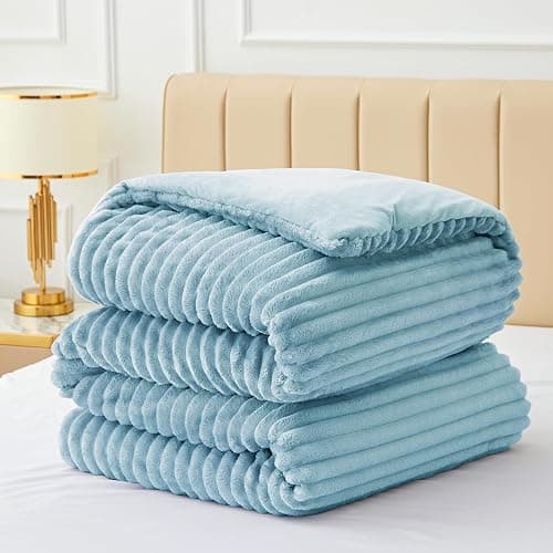 BEDELITE Fleece Queen Comforter Set -Super Soft & Warm Fluffy Light Blue Bedding, Luxury Fuzzy Heavy Bed Set for Winter with 2 Pillow Cases thumbnail 7