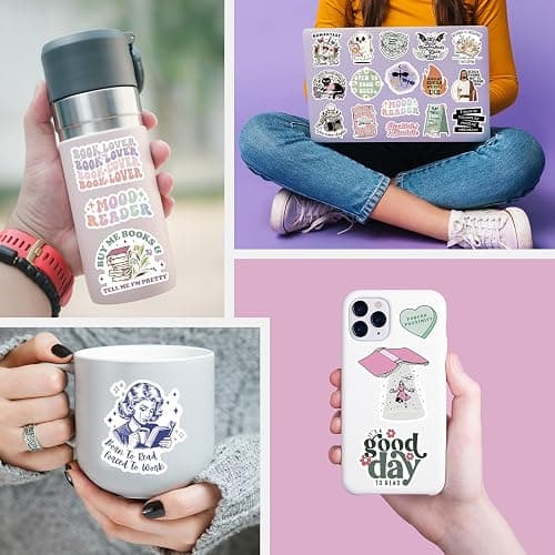 150 PCS Romance Book Stickers for Kindle, Holographic Bookish Sticker Pack Reading Glitter Vinyl Decals for Laptop Ebook Readers Water Bottles Journal Scrapbook Waterproof thumbnail 7