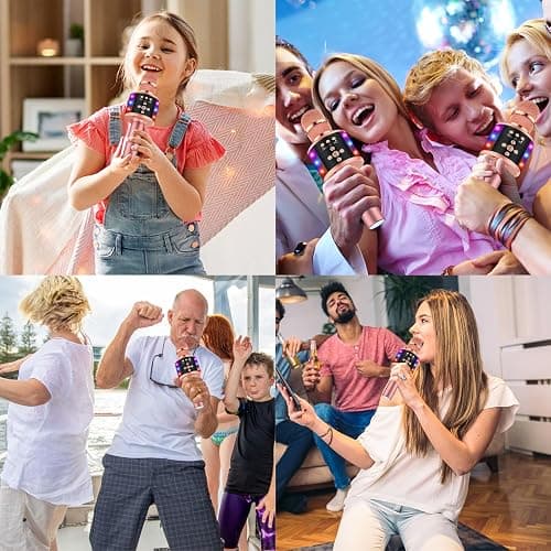 BONAOK Karaoke Microphone for Kids & Adults - Bluetooth Microphones Singing Mic with Disco Lights, Echo Effect, Built-in Speaker Portable Karaoke Player for Party Travel Gifts Q78(Rose Gold) thumbnail 7