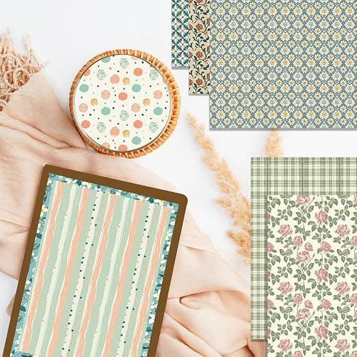 MIATTCLD Scrapbook Paper 12x12 In Double Sided Decorative Paper for Scrapbooking, 24 Sheets/24 Designs Spring Floral Patterned Craft Paper for Junk Journals DIY Cards Album Decoration (Beige) thumbnail 9