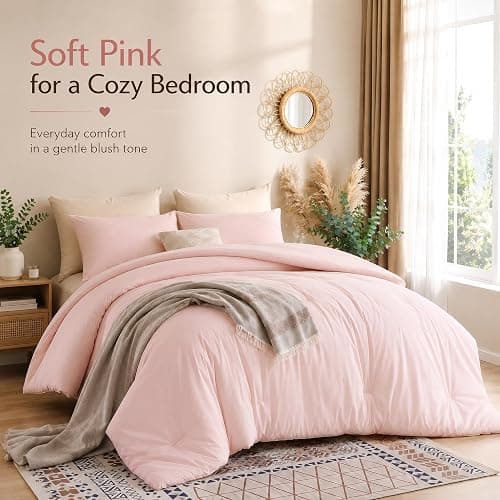 weigelia Pink Comforter Full Size Set – Soft All-Season Bedding with 300GSM Fluffy Microfiber, Includes 2 Matching Pillowcases – Elegant Blush Pink Comforter for Girls, Teens, and Women thumbnail 2