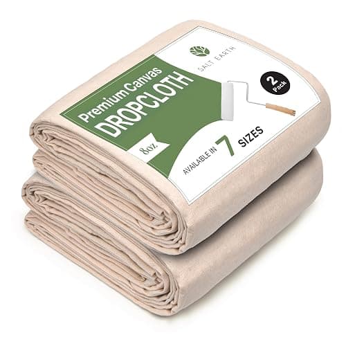 2Pk Recycled Cotton All Purpose Canvas Tarp Cover Painter Drop Cloth-9x12ft | Reusable Paint Drop Cloth, 100% Recycled Cotton Canvas Tarp Cover for Furniture,Floor Protection, DIY & All Purpose Dropcloth - Image 1