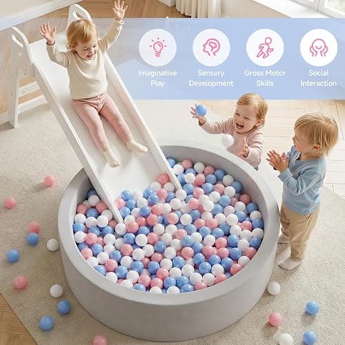 Wilwolfer Foam Ball Pit for Toddlers, Large Baby Ball Pit for Babies with Soft Memory Sponge, Indoor Outdoor Baby Playpen, Kids Play Ball Pool, Gift Toys for Infants Boys and Girls (Gray, NO Balls) thumbnail 5