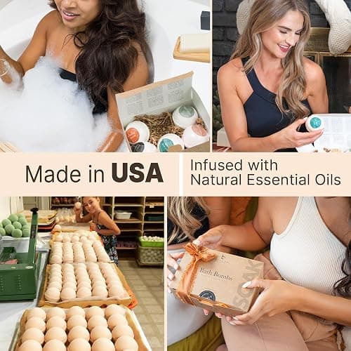 Bath Bombs Gift Set, USA Made with Organic & Natural Ingredients, Christmas Stocking Stuffers for Women & Men, Relaxing Spa Gifts, Wife Stocking Stuffers thumbnail 2