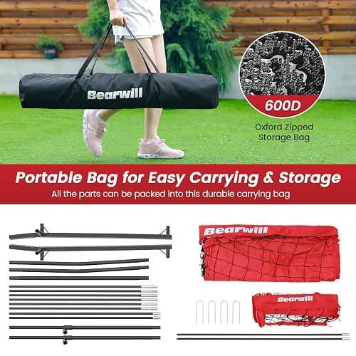 Bearwill Volleyball Training Net Equipment 11x8FT Volleyball Practice Net | Freely Adjustable volleyball Net for Hitting Serving Passing Practice, Easy Setup & Portable for backyard Indoor Outdoor use thumbnail 8