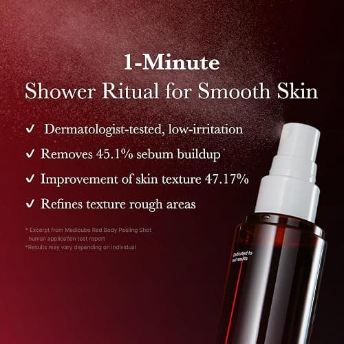medicube Red Body Peeling Shot, AHA + BHA Exfoliating Body Spray for Summer-Ready Smooth Skin, Treats Strawberry Skin, Bumps & Breakouts, 3.88 oz thumbnail 5