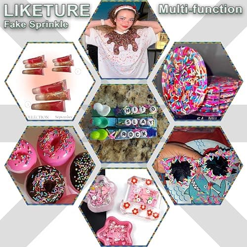 LIKETURE Fake Sprinkles 24-Grid Slime Sprinkles for Craft Non-Edible Polymer Clay Sprinkle Fake Candy Sprinkle for Resin Slime Add Ins Mix Ins Nail Art Design Shaker Card Filler DIY Crafting (220G) thumbnail 6