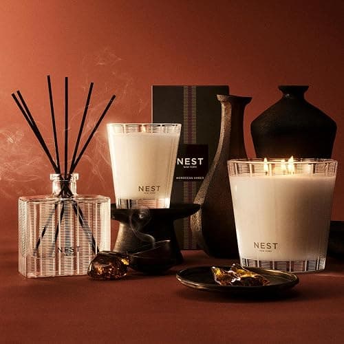 NEST New York Reed Diffuser, Moroccan Amber - 5.9 fl oz - Fragrance for Up to 90 Days - Reusable, Refillable Glass Holder - Includes 8 All-Natural Reed Sticks - Flame Free thumbnail 6