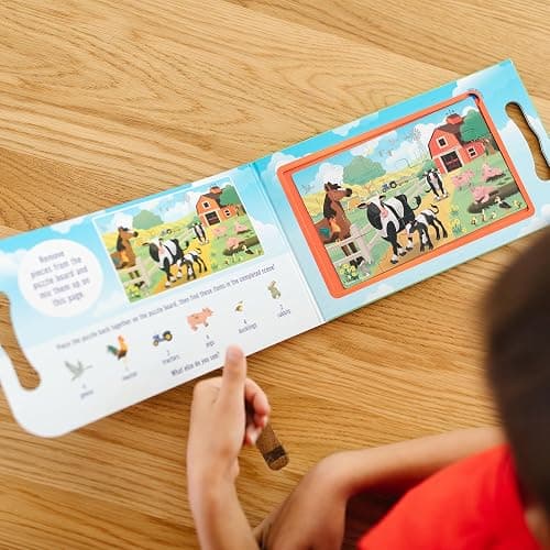 Melissa & Doug Take-Along Magnetic Jigsaw Puzzle Set – On the Farm (2 x 15 Piece) Travel Activity Toy for Preschoolers and Kids Ages 3+ - FSC Certified thumbnail 10