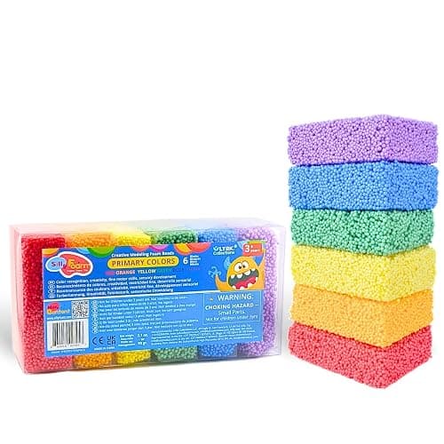Silly Foam, Creative Modeling Foam Beads, 1-Pack of 6 Primary Colors, Easy Clean Up, Perfect for Preschool and Kids, Arts & Crafts, Sensory Play, STEM, Travel Toy, Holiday Gifts, Non-Toxic (Age 3+) - Image 1