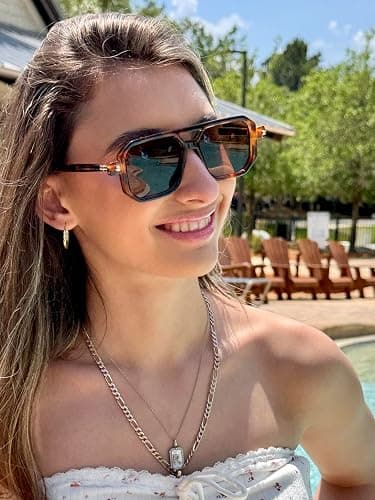 FEISEDY Vintage Square 70s Flat Aviator Sunglasses Women Men Classic Retro Stylish Frame UV400 Sunglasses B2622 thumbnail 3