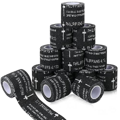 24 Pcs Christian Cross Athletic Tape 2 Inx15 Ft Cross Wrist Tape Baseball Wrist Tape Elastic Self Adhesive Bandage Wrap Bible Verse Sport Tape for Trainers Gymnastic Baseball Soccer Athlete Injury Use - Image 1