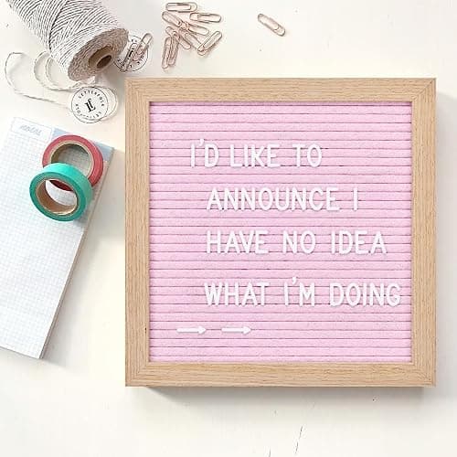 Felt Letter Board with 294 Letters, Numbers & Symbols - 10 x 10 inch Changeable Message Board with Wooden Frame Wall Mount Hook, Pink & Wood thumbnail 5