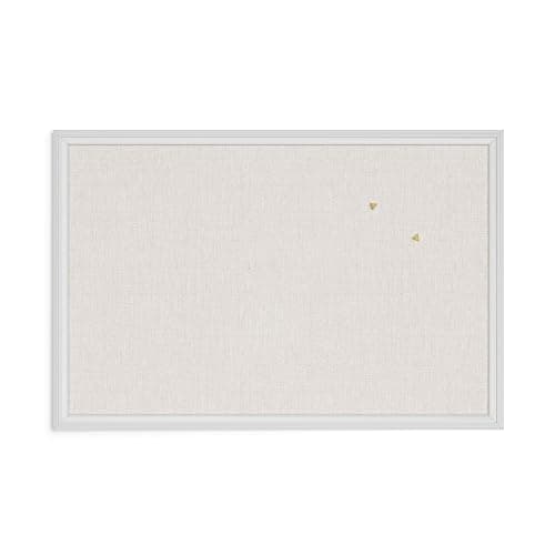 U Brands Farmhouse Bulletin Board, Linen Covered Corkboard with White Wood Frame, 30" x 20" (6711U00-01) - Image 1