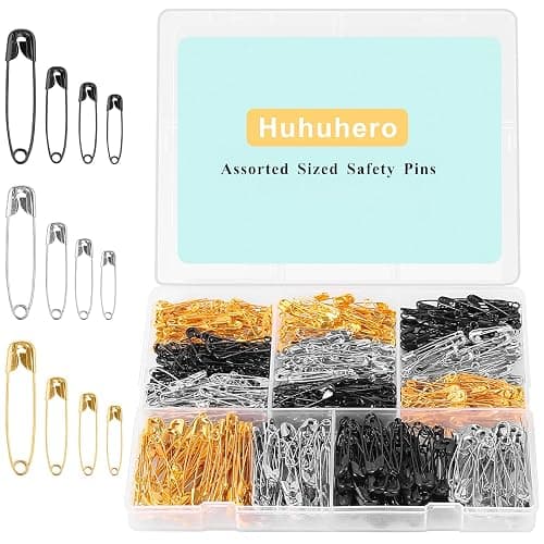 630 Pack Safety Pins Assorted, 5 Different Sizes Small and Large Safety Pin for Clothes Pins Sewing, Nickel Plated Steel, Arts and Crafts Supplies (3 Colors) - Image 1