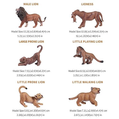 JOKFEICE Lion Toy Figures – 6pcs Realistic Plastic Lions – Wild Animal Action Models for Kids – Educational Forest & Farm Toys, Cupcake Toppers, Birthday Gift for Boys and Girls thumbnail 3