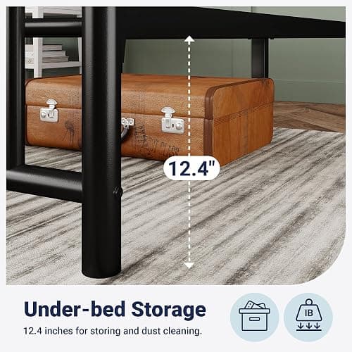 Allewie 14'' Twin Size Metal Platform Bed Frame, Vintage Headboard, Black | 45'' Tall Victorian Headboard/Footboard/Mattress Foundation/Under Bed Storage/No Box Spring Needed/Easy Assembly/Noise Free thumbnail 6