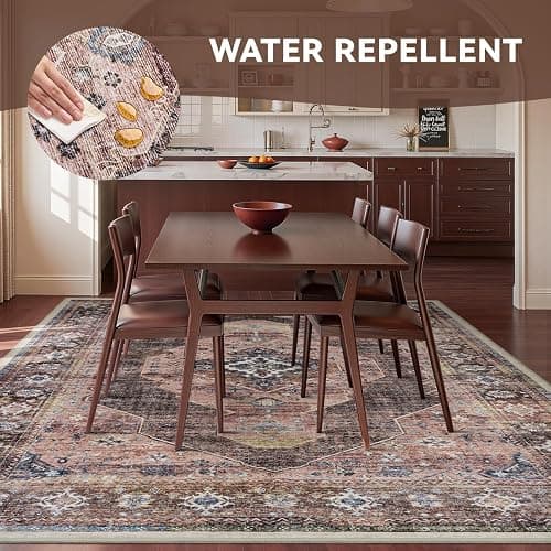 Pink Brown 6x9 Area Rugs for Living Room Bedroom Rug Girl Nursery Rug Washable Soft Study Room Dining Room Rugs Carpet Water Repellent Easy Care Non Slip thumbnail 3