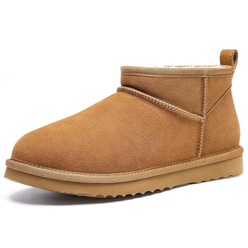 bebealy Genuine Suede Mini Boots for Women Winter Fuzzy Snow Boots Short Ankle Boot with Fur Lined - Image 1