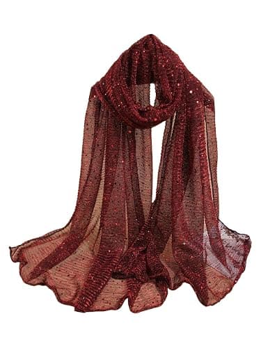 Floerns Women's Sequin Bandana Square Scarf Silk Scarves Mesh Shawl and Wrap for Evening Dresses - Image 1