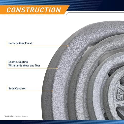 Marcy Classic 1" Cast Iron Standard Grip Plates for Strength Training and Weightlifting thumbnail 6