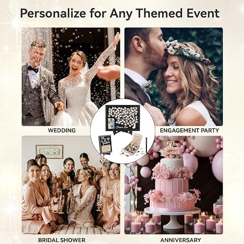 JUSGODA Magnetic Wedding Guest Book Alternative, Guest Book Wedding Reception, Wooden Wedding Guest Book with Picture Frame, 70PCS Wooden Hearts for Wedding, Anniversary, Indoor and Outdoor Ceremony thumbnail 5