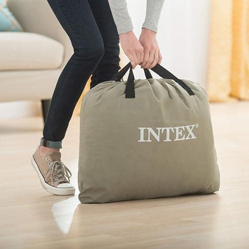 Intex Raised Airbed Mattress with Built-in Pump, Dura-Beam Plus Pillow, Twin - Portable Inflatable Luxury Blow-Up Bed for Adults, Camping, Guests thumbnail 2