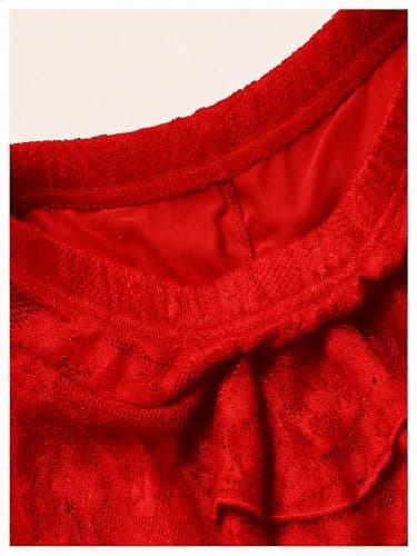 Women's Y2K Mini Skirt Ruffle Lace Mesh Asymmetrical Flowy Short Skort | Bulit-in shorts, layered pleated low rise design, boho/gothic/western style, for rave party/country concert thumbnail 5