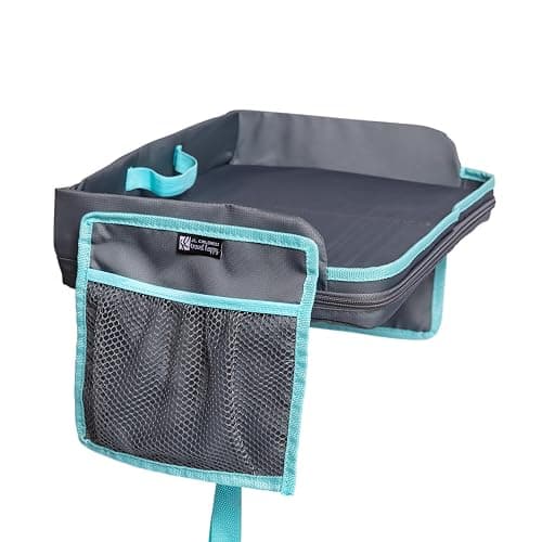 J.L. Childress 3-IN-1 Kids Travel Tray & Tablet Holder - Car Seat Lap Tray Desk for Toddlers, Road Trip Essentials, Car Seat Activity Table, Travel Accessories - Grey/Teal thumbnail 12