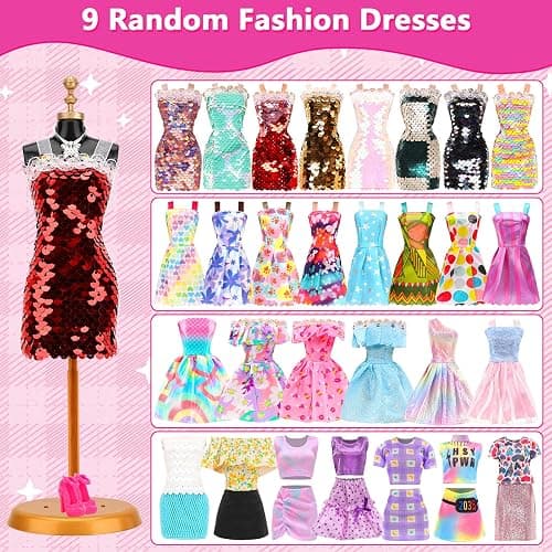 57 PCS Doll Clothes and Accessories 3 Wedding Gowns 3 Tops 3 Pants 3 Fashion Dresses 1 Evening Dresses 2 Swimsuits Bikini 6 Braces Skirt 10 Hangers 15 Shoes and 14 Accessories Toys for 11.5 inch Doll thumbnail 3