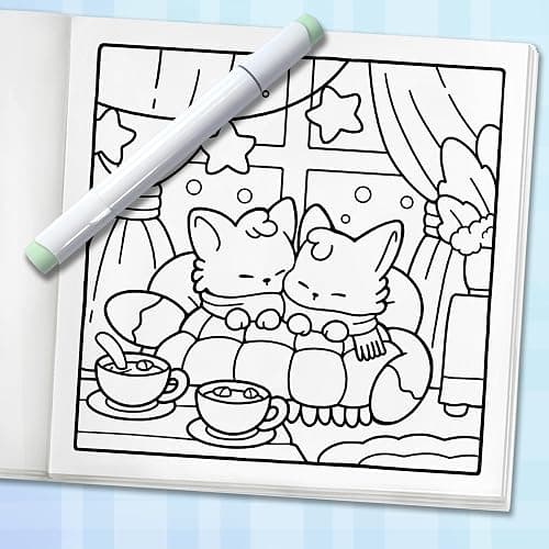 Comfy & Cozy: Coloring Book for Adults and Teens with Cozy Scenes and Cute Animal Characters for Relaxation thumbnail 8