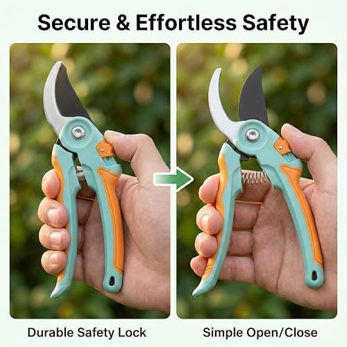 NEXON Garden Pruning Shears 2 Pack, 8" Bypass Hand Pruner & 6.25" Precision Garden Scissors, Professional Garden Clippers for Plants and Flowers thumbnail 4