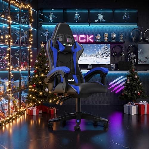 bigzzia Gaming Stuhl Ergonomisch, Gaming Sessel, Pc Stuhl, Gaming Chair, 90-135° Rückenlehne Gamer Stuhl Mit Kopfkissen Und Armlehnen für Jugendliche und Erwachsene Blau thumbnail 2