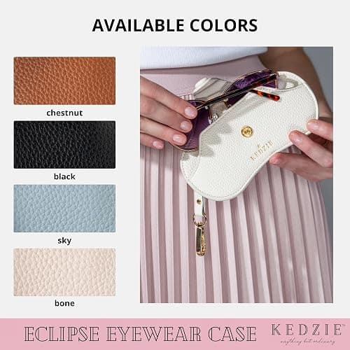 KEDZIE Eclipse Eyewear Case Unisex Vegan Leather Eyeglass Case Pouch with Snap Closure thumbnail 4