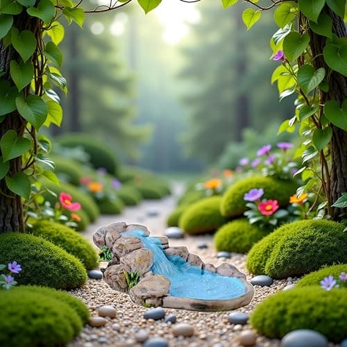 Sluswallow 1Pc Blue DIY Miniature Mini Water Pool Fairy Garden Lawn Ornament Outdoor Statues for Mountain Dollhouse Decor Craft Garden Sculptures and Statues thumbnail 4
